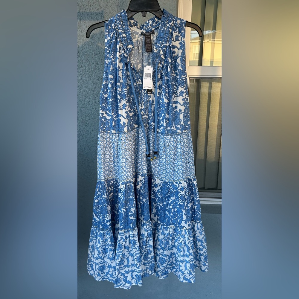 Chelsea & Theodore Blue and White Mixed Floral Maxi Dress